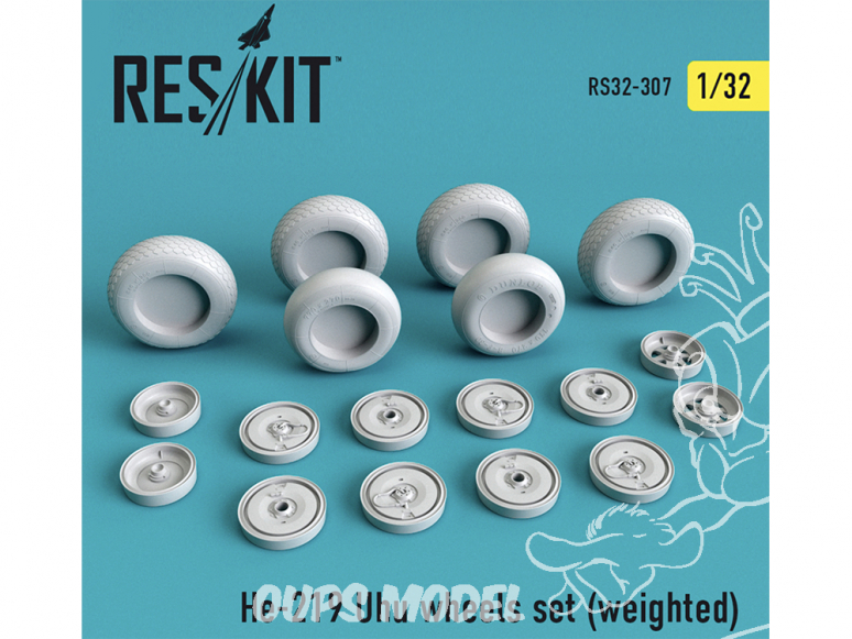 ResKit kit d'amelioration Avion RS32-0307 Ensemble de roues He-219 Uhu (weighted) 1/32