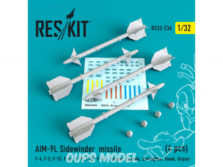 ResKit kit RS32-0236 AIM-9L Sidewinder F4, F-5, F-15, F-16, F-18, F-22, F-111, Harrier, Tornado, Eurofighter, Hawk, Gripen 1/32