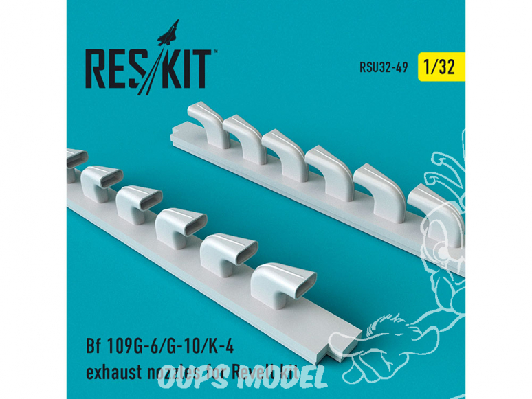 ResKit kit d'amelioration RSU32-0049 Buses d'échappement Bf 109G-6/G-10/K-4 pour kit Revell 1/32