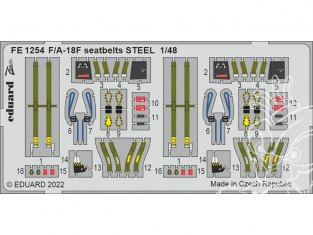 EDUARD photodecoupe avion FE1254 Harnais métal F/A-18F Meng 1/48
