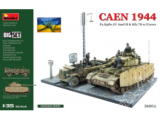 MINI ART maquette militaire 36066 CAEN 1944 Pz.Kpfw.IV Ausf.H et Kfz.70 avec Equipage 1/35