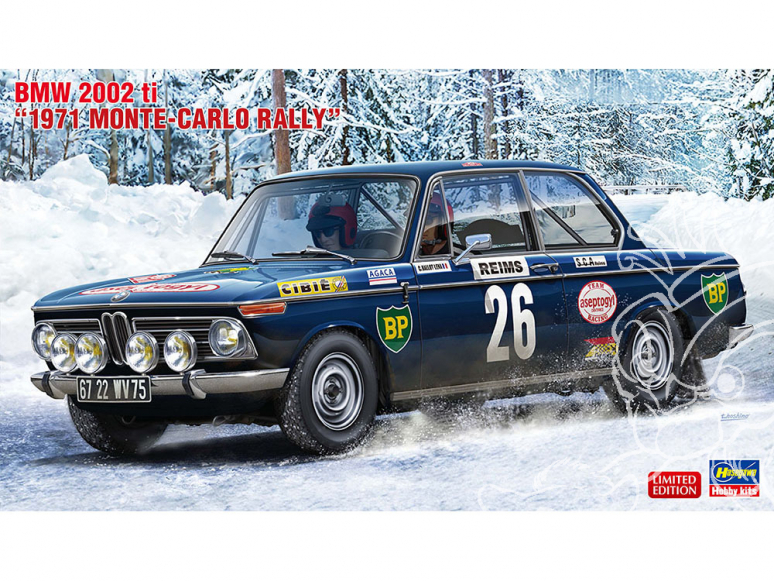 Hasegawa maquette voiture 20540 BMW 2002 ti 1971 Monte Carlo Rally 1/24