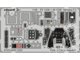 EDUARD photodecoupe avion 491258 Amélioration Vampire F.3 Airfix 1/48