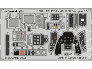 EDUARD photodecoupe avion FE1258 Zoom amélioration Vampire F.3 Airfix 1/48