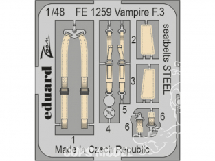 EDUARD photodecoupe avion FE1259 Harnais métal Vampire F.3 Airfix 1/48