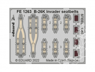 EDUARD photodecoupe avion FE1263 Harnais métal B-26K Icm 1/48