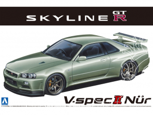 Aoshima maquette voiture 62753 Nissan Skyline GT-R V-specII Nur. 2002 BNR34 1/24