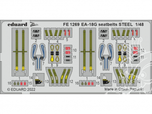 EDUARD photodecoupe avion FE1269 Harnais métal EA-18G Hobby Boss 1/48