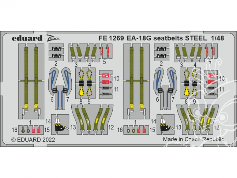 EDUARD photodecoupe avion FE1269 Harnais métal EA-18G Hobby Boss 1/48