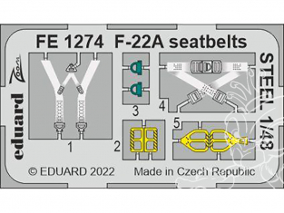 EDUARD photodecoupe avion FE1274 Harnais métal F-22A Raptor I Love Kit 1/48