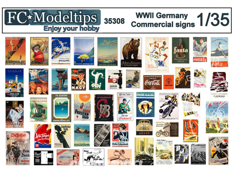 FC MODEL TREND accessoire diorama 35308 Affiches commerciales Allemandes WWII 1/35