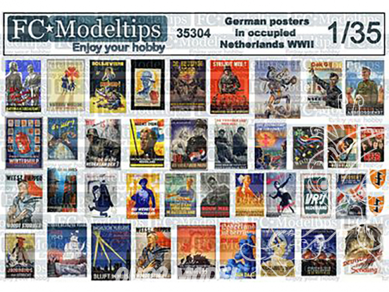 FC MODEL TREND accessoire diorama 35304 Posters propagande Allemande dans les Pays-Bas occupés WWII 1/35