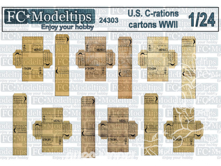 FC MODEL TREND accessoire papier 24303 Cartons ration C US WWII 1/24