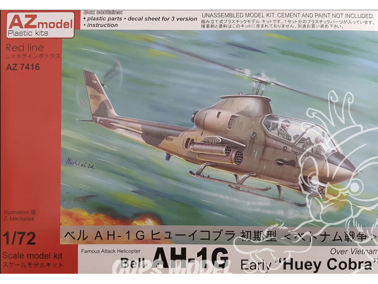 AZ Model Kit helicoptere AZ7416 Bell AH-1G Huey Cobra Early sur le Vietnam 1/72