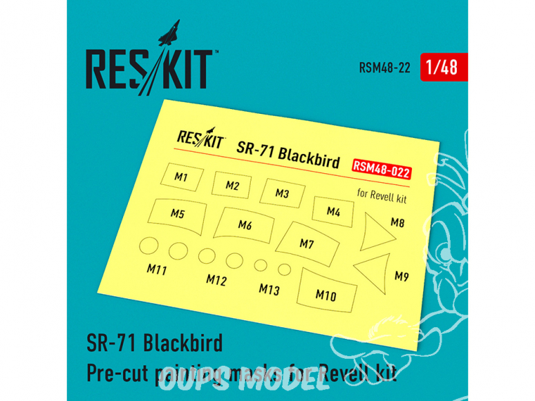 ResKit kit d'amelioration Avion RSM48-0022 Masques de peinture SR-71 "Blackbird" pour kit Revell 1/48