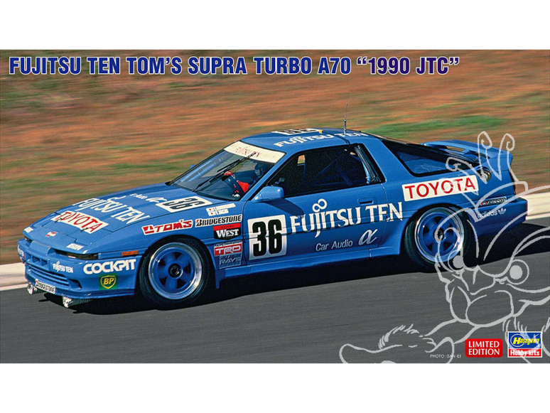 Hasegawa maquette voiture 20553 Fujitsu Ten Tom's Supra Turbo A70 "1990 JTC" 1/24