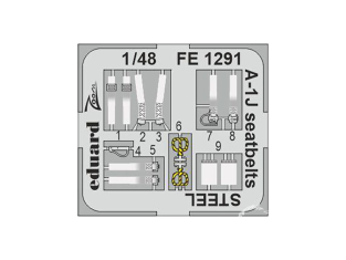 EDUARD photodecoupe avion FE1291 Harnais métal A-1J Tamiya 1/48