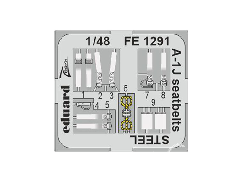 EDUARD photodecoupe avion FE1291 Harnais métal A-1J Tamiya 1/48
