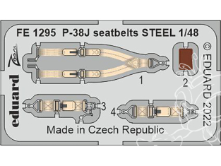 EDUARD photodecoupe avion FE1295 Harnais métal P-38J Tamiya 1/48