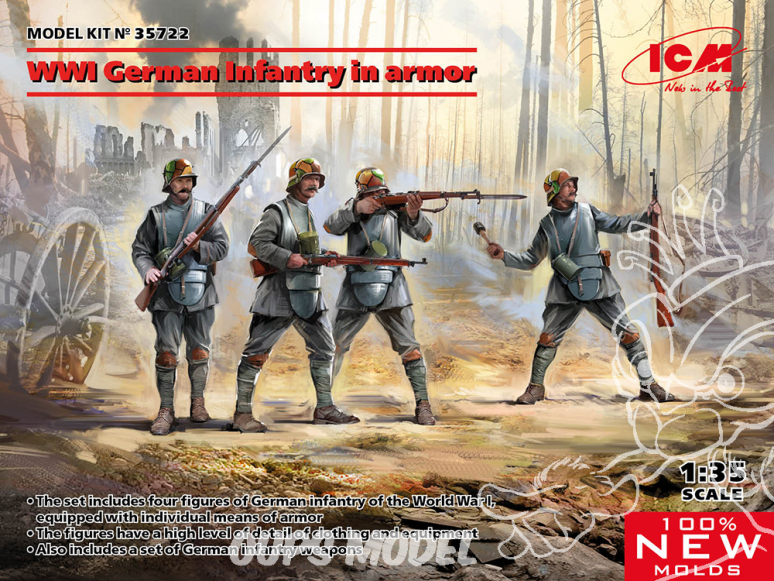 Icm maquette figurines 35722 Infanterie allemande de la Première Guerre mondiale en armure 1/35