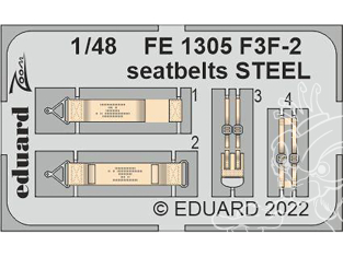 EDUARD photodecoupe avion FE1305 Harnais métal F3F-2 Academy 1/48