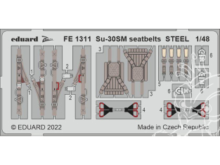 EDUARD photodecoupe avion FE1311 Harnais métal Sukhoi Su-30SM Great Wall Hobby 1/48