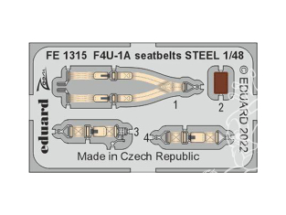 EDUARD photodecoupe avion FE1315 Harnais métal F4U-1A Hobby Boss 1/48