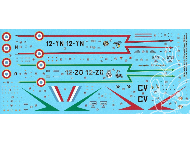 Decalques Berna decals BD72-78 DASSAULT SUPER MYSTERE B2 Partie 4 1/72