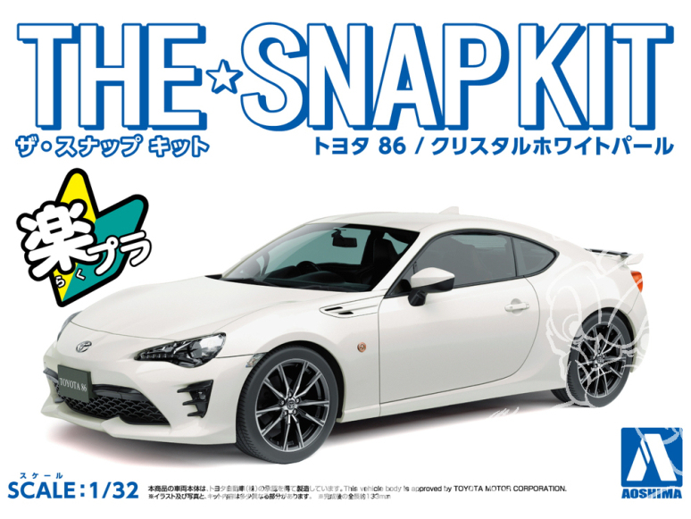 Aoshima maquette voiture 54185 Toyota GT86 Crystal white pearl SNAP KIT 1/32