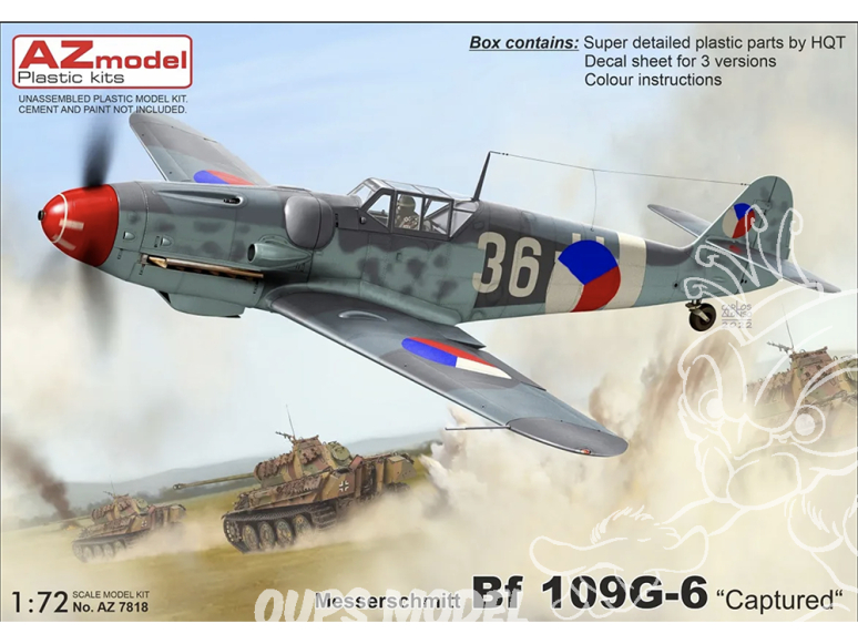 AZ Model Kit avion AZ7818 Messerschmitt Bf 109G-6 Capturé 1/72