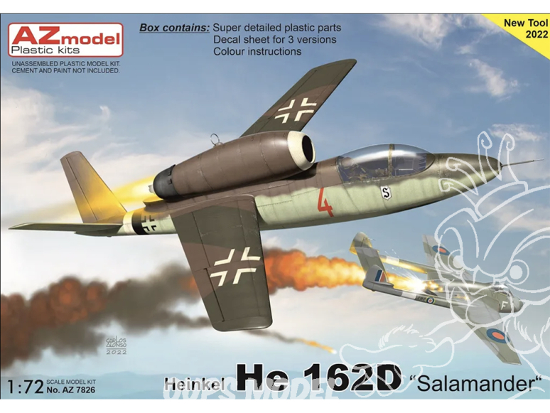 AZ Model Kit avion AZ7826 Heinkel He 162D Salamander 1/72