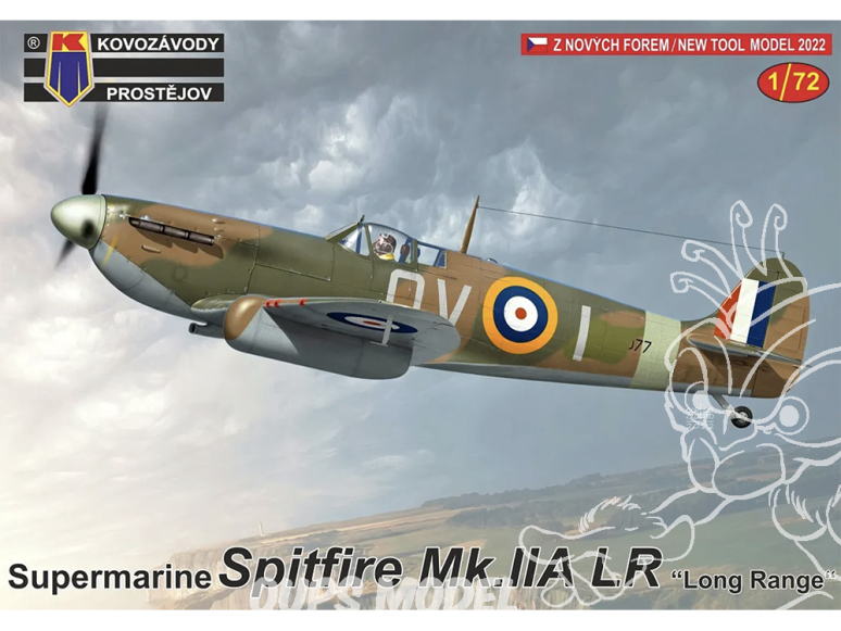 KP Model kit avion KPM0305 Supermarine Spitfire Mk.IIA LR Longue portée 1/72