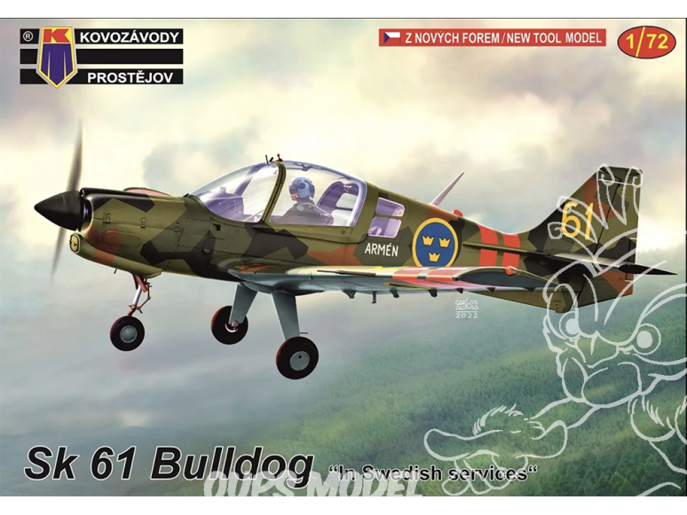 KP Model kit avion KPM0300 Scottish Aviation Sk 61 Bulldog dans les services suédois 1/72