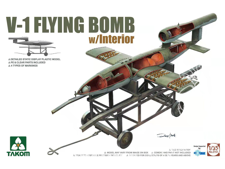 Takom maquette militaire 2151 V-1 Bombe volante avec intérieur 1/35