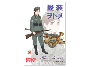 Fine Molds militaire HC6 Figurine Rekiso Wotome Hannah avec canon anti-aérien de 3,7 cm type 37 1/35