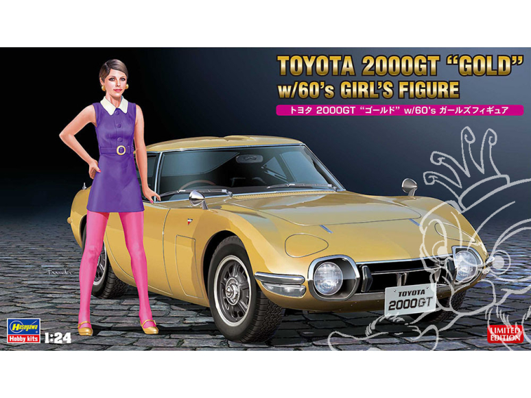 HASEGAWA maquette voiture 52333 Toyota 2000GT "Gold" avec figurine de filles des années 60 1/24