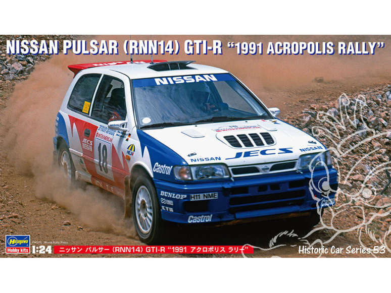 Hasegawa maquette voiture 21153 Nissan Pulsar (RNN14) GTI-R "Rallye de l'Acropole 1991" 1/24