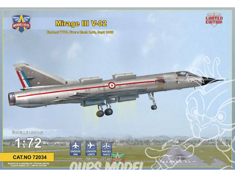 MODELSVIT maquette avion 72023 DASSAULT MIRAGE III V-01 APPAREIL EXPERIMENTAL A DECOLLAGE VERTICAL 1/72