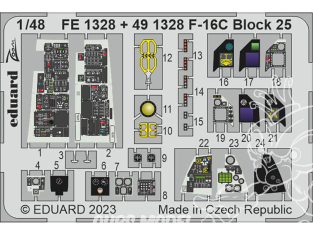 EDUARD photodecoupe avion 491328 Amélioration F-16C Block 25 Kinetic 1/48