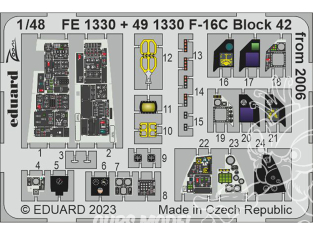 EDUARD photodecoupe avion FE1330 Zoom amélioration F-16C Block 42 à partir de 2006 Kinetic 1/48
