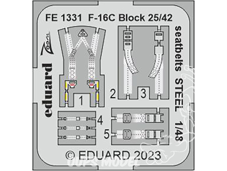 EDUARD photodecoupe avion FE1331 Harnais métal F-16C Block 25/42 Kinetic 1/48