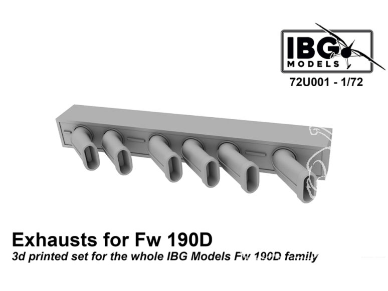 IBG maquette avion 72U001 Échappements pour FW 190D pour kit IBG 1/72