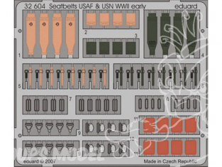 EDUARD photodecoupe avion 32604 Harnais USAF et USN WWII 1/32