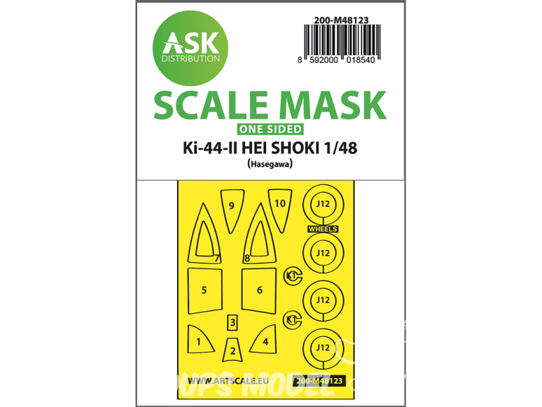 ASK Art Scale Kit Mask M48123 Ki-44-II Hei Shoki Hasegawa Recto 1/48