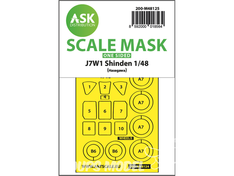 ASK Art Scale Kit Mask M48125 J7W1 Shinden Hasegawa Recto 1/48