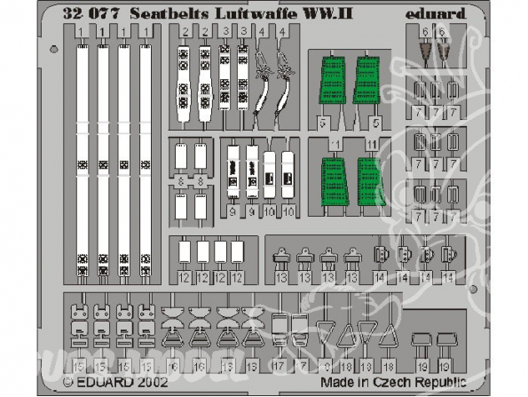 EDUARD photodecoupe avion 32507 Harnais Luftwaffe WWII 1/32