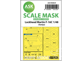 ASK Art Scale Kit Mask M48029 Lockheed Martin F-16C Tamiya Recto Verso 1/48