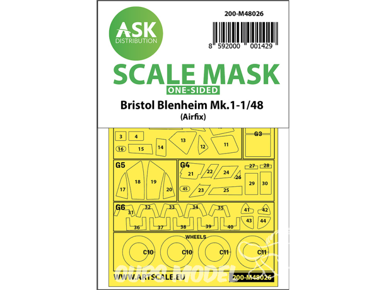 ASK Art Scale Kit Mask M48026 Bristol Blenheim Mk.I Airfix Recto 1/48