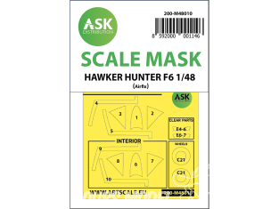 ASK Art Scale Kit Mask M48010 Hawker Hunter F6 Airfix Recto Verso 1/48