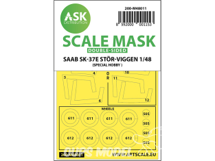 ASK Art Scale Kit Mask M48011 Saab SK-37E Stor-Viggen Special Hobby Recto Verso 1/48